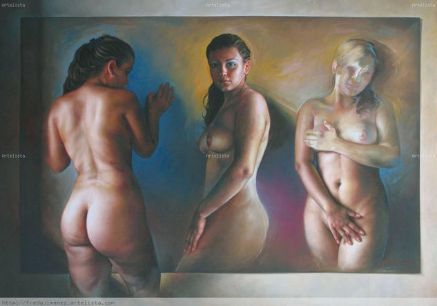 Tres Instancias de Eva Oil Canvas Nude Paintings