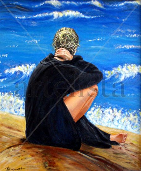 Mirando el mar Oil Canvas Marine Painting