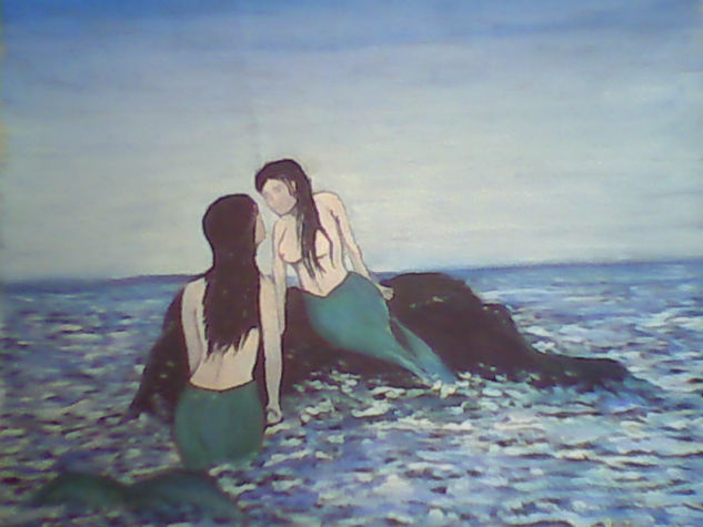 Sirenas Oil Textile Marine Painting