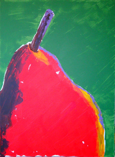 pera en rojo Acrylic Canvas Still Life Paintings