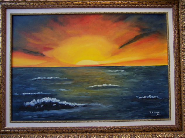 El amanecer de Malaga Oil Canvas Marine Painting