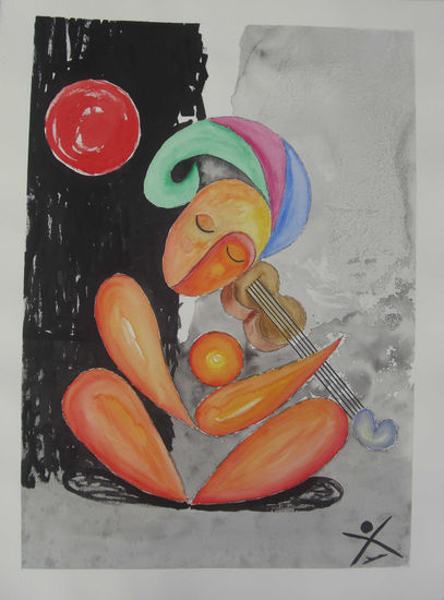 Sentir la música Watercolour Card Figure Painting