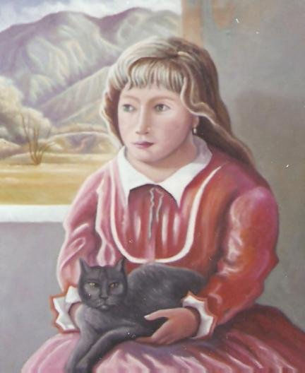 NIÑA CON GATO. Óleo Lienzo Figura