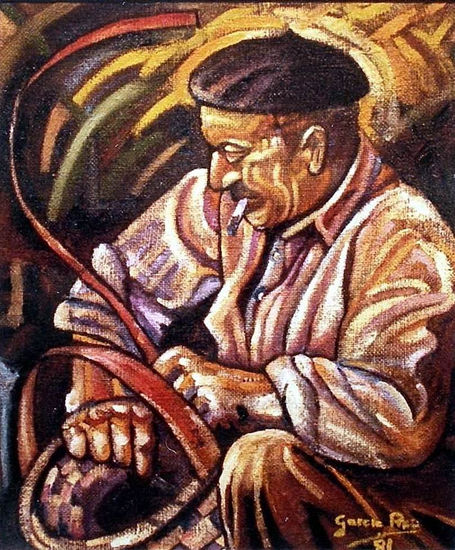 "O CESTEIRO" Oil Textile Figure Painting