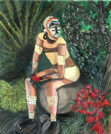 African Boy Acrylic Panel Figure Painting