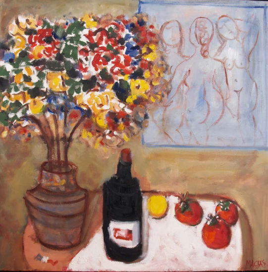 COMPOSICION CON DIBUJO Oil Canvas Still Life Paintings