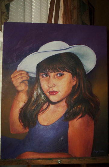 nina con sombrero Oil Canvas Landscaping