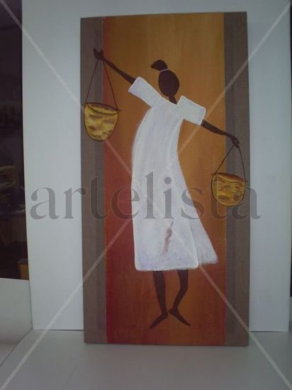 MUJER AFRICANA. Acrylic Canvas Figure Painting