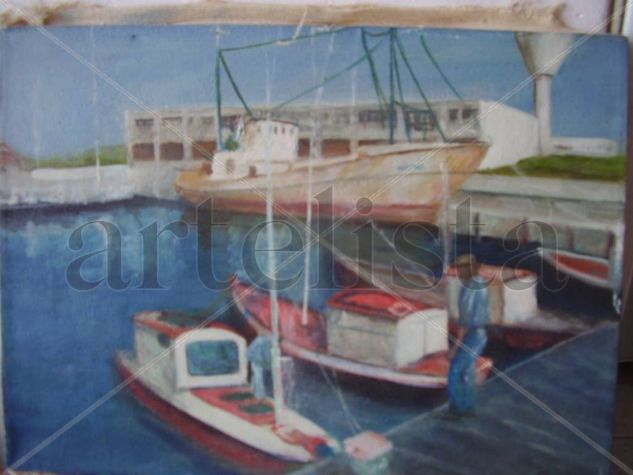 Puerto La Paloma Oil Canvas Marine Painting