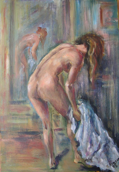 Tras el baño. Oleo. 61x46 cms. Oil Canvas Nude Paintings