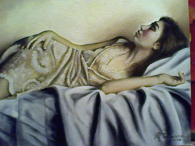 meditando en soledad Oil Canvas Figure Painting