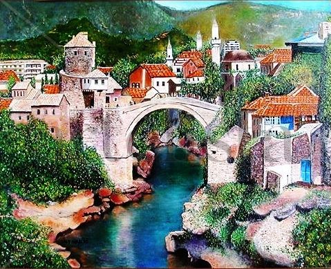 The old city of Mostar Oil Canvas Landscaping