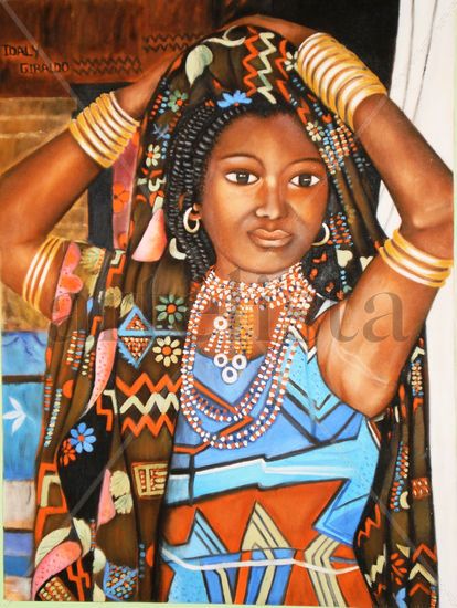 African Girl Óleo Lienzo Paisaje