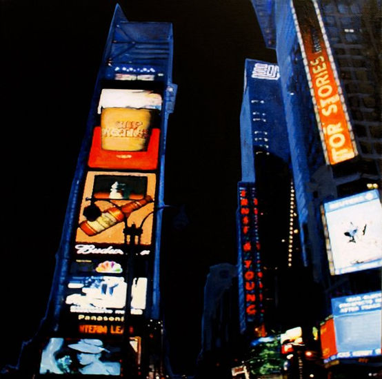 Times Square NY mixta s.t 35x35 2008.JPG Mixed media Canvas Landscaping