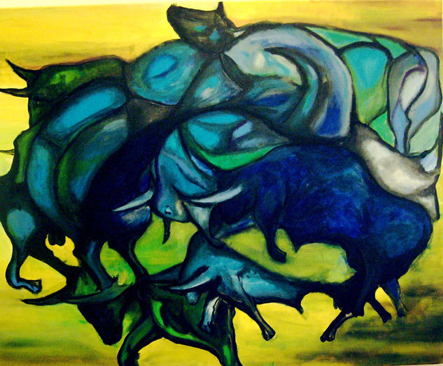 Toros de Esmeralda Acrylic Canvas Animals