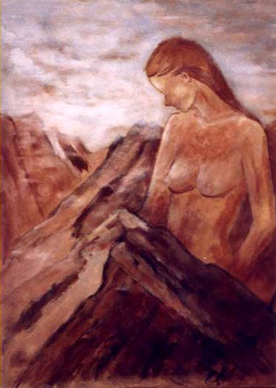 Mujer montaña Oil Canvas Landscaping