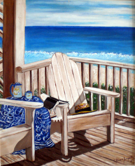 Terraza con vistas al mar Oil Canvas Landscaping