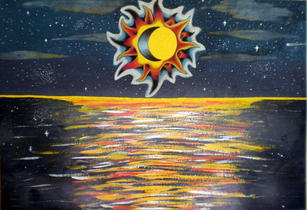 Eclipse Abstracto Media Mixta Tabla Paisaje