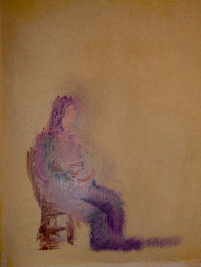 "MUJER SENTADA" Pastel Paper Figure Painting