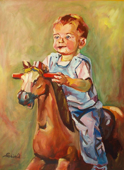 Carlos con caballo Oil Canvas Portrait