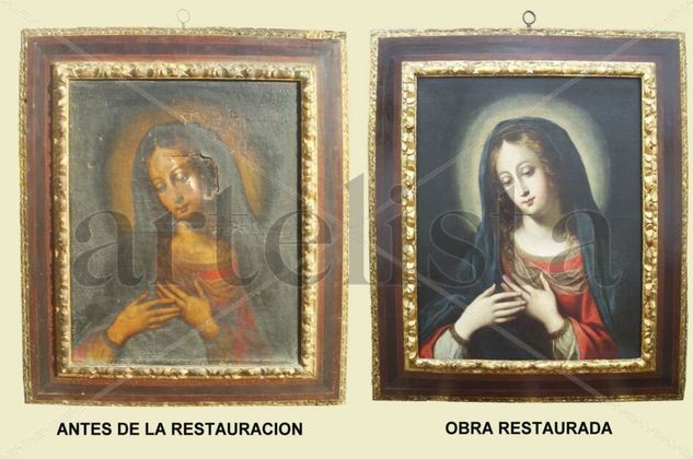 VIRGEN MARIA (restauracion) Óleo Lienzo Figura