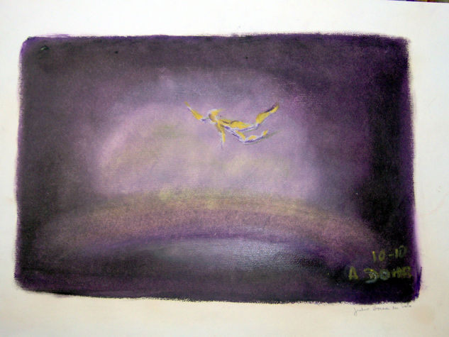 "JULIO BOCA EN EL AIRE" Pastel Papel Paisaje