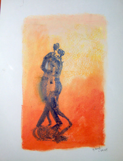 "TANGO AZUL" Pastel Papel Figura