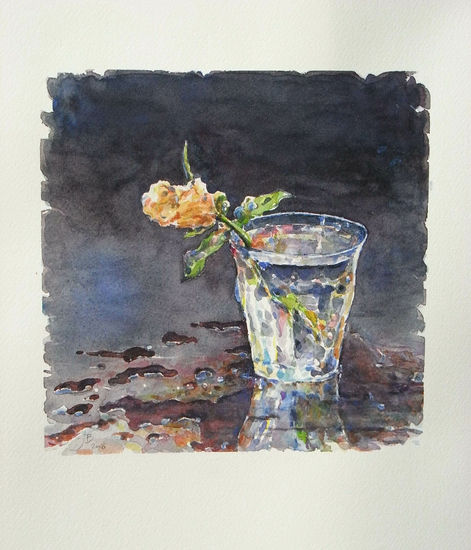 Vaso derramado Watercolour Paper Floral Painting