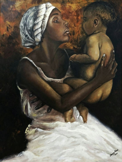 Mirada Maternal Oil Canvas Figure Painting