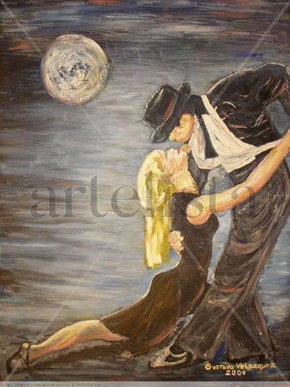 BAJO LA LUNA Oil Canvas Figure Painting