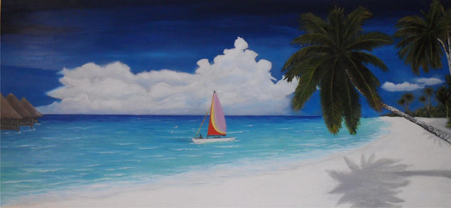 VELERO EN EL CARIBE Oil Canvas Marine Painting