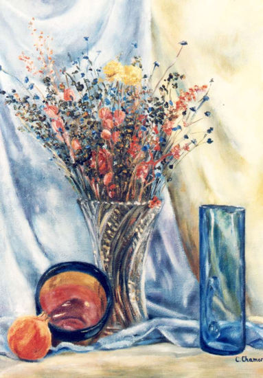 EL FLORERO Oil Canvas Floral Painting