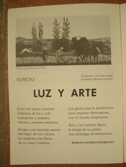 SONETO AL PINTOR LAUREANO NAVARRADE BENIGNO ESTEBAN. 