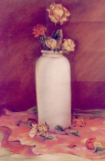 JARRON BLANCO Pastel Paper Floral Painting