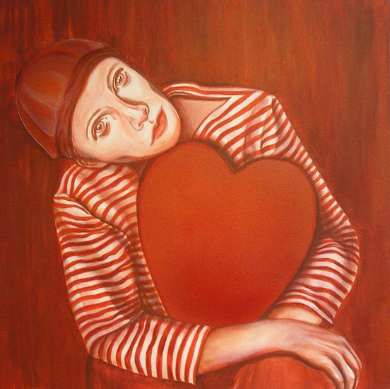 ABRAZANDOTE EN ROJO Acrylic Canvas Figure Painting