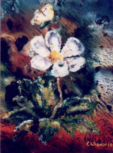 LA FLOR Oil Paper Floral Painting