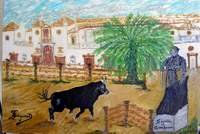 Plaza de toros Maestranza de Sevilla y Monumento Curro Romero Oil Canvas Landscaping