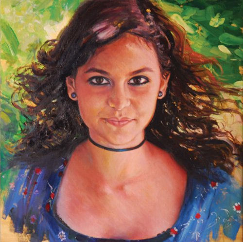 Retrato de Bárbara Oil Canvas Portrait