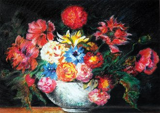 Porcelana china con flores Pastel Paper Floral Painting