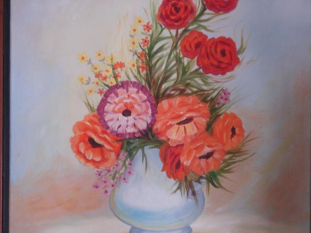 Jarrón de Flores Oil Canvas Floral Painting