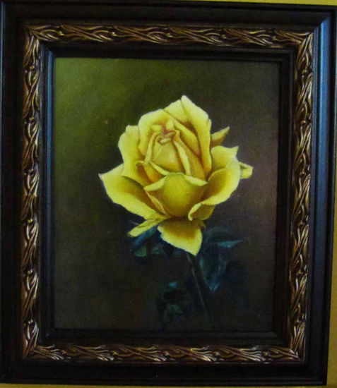 rosa amarilla Oil Canvas Floral Painting