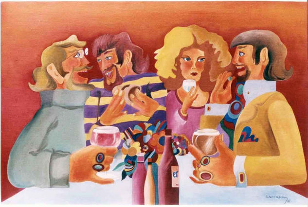 copas y amigos : comunicación Oil Canvas Figure Painting