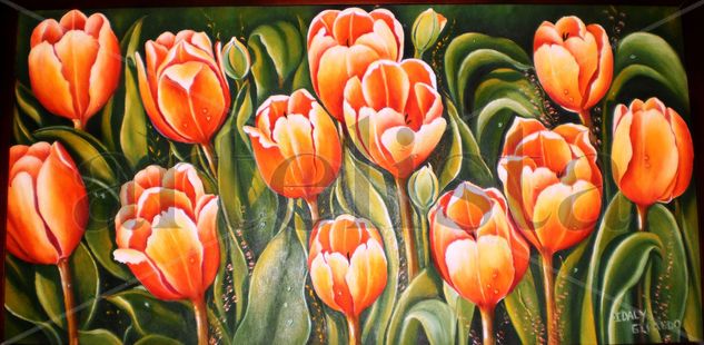 Orange tulips Oil Canvas Landscaping