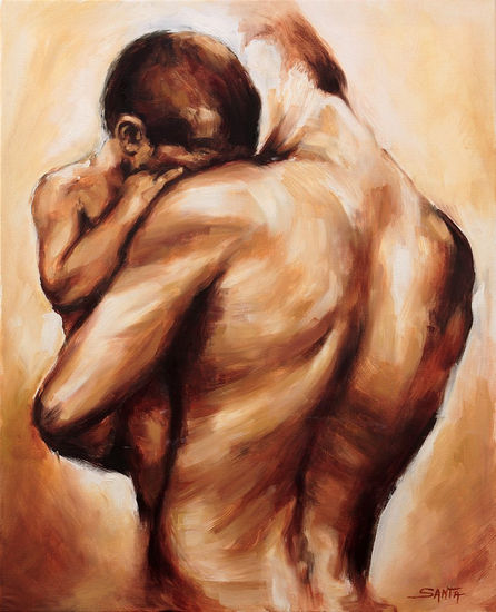 El abrazo Oil Canvas Figure Painting