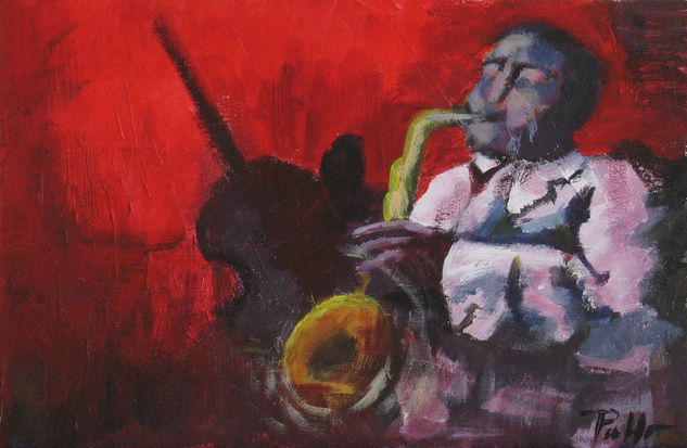 saxofonista Oil Canvas Landscaping