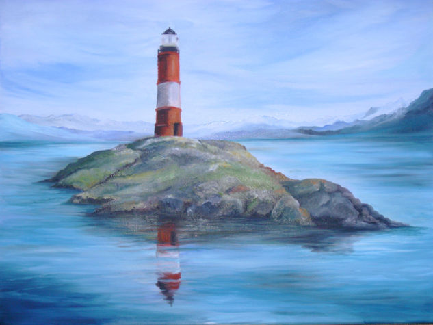 FARO DEL FIN DEL MUNDO - USUAHIA - ARGENTINA Oil Canvas Marine Painting