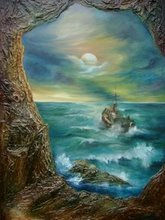 PROA AL AMANECER Oil Canvas Marine Painting