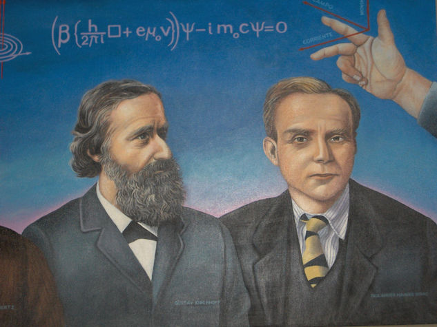 Gustav Kirchof y Paul Dirac Oil Canvas Portrait