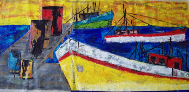 Muelle Acrylic Textile Marine Painting