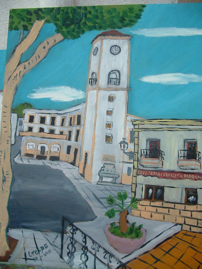 Dalias el Ayuntamiento ,Almeria 50x60 ,Crespo Óleo Tabla Paisaje